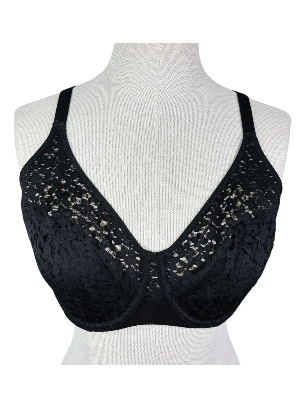 Chantelle Norah Seamless Bra sz 36DD * Black Floral Lace Unlined Underwire